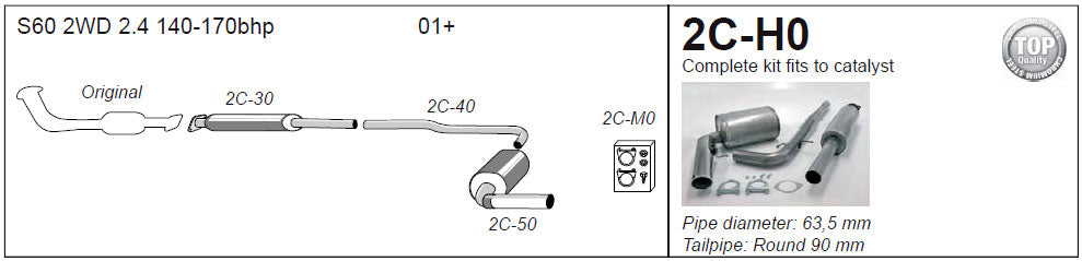 Jetex 2C-H0 Cat Back Exhaust System for Volvo S60 2.4 2WD - 2