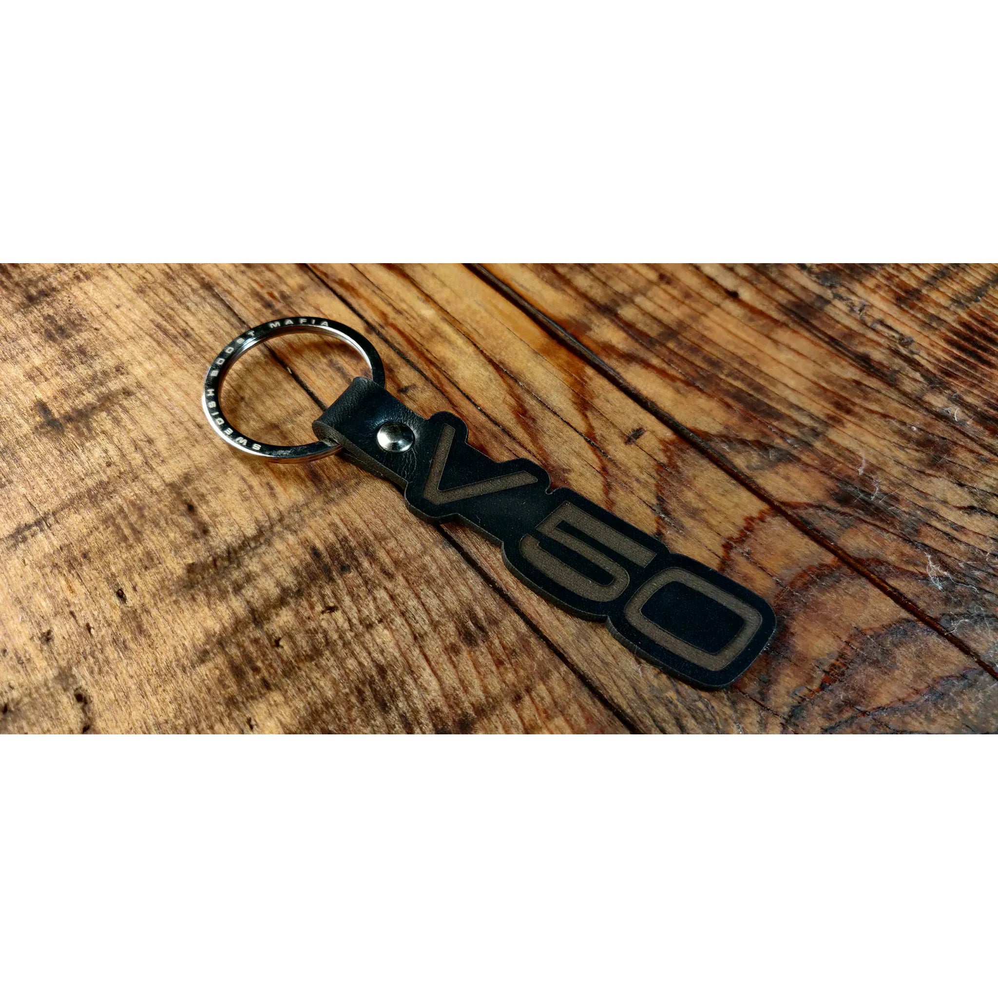 Volvo V50 Leather Key Ring – Hand-Finished Dark Brown