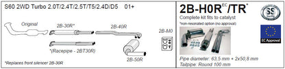 Jetex 2B-H0R / 2B-H0TR Cat Back Exhaust System for Volvo S60 2WD Turbo - 3