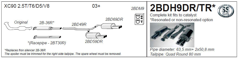 Jetex 2BDH9DR Cat Back Exhaust System for Volvo XC90 - 3
