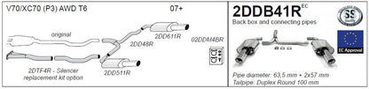 Jetex 2DDB41R Rear Back Box & Connecting Pipe for Volvo V70 III / XC70 T6 AWD - 3