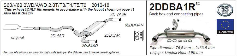 Jetex 2DDBA1R Rear Back Box & Connecting Pipe for Volvo S60 / V60 II - 3