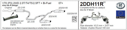 Jetex 2DDH11R Cat Back Exhaust System for Volvo V70 III 2WD - 3