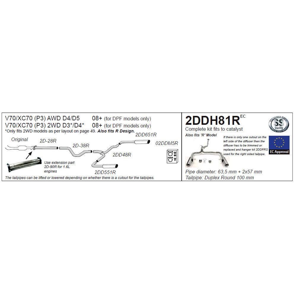 Jetex Stainless Steel Exhaust System for Volvo V70 III & XC70 D4/D5 AWD 2008-on