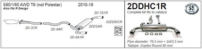Jetex 2DDHC1R Cat Back Exhaust System for Volvo S60 / V60 II T6 AWD - 2