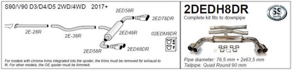 Jetex 2DEDH8DR Cat Back Exhaust System for Volvo S90 / V90 - 2