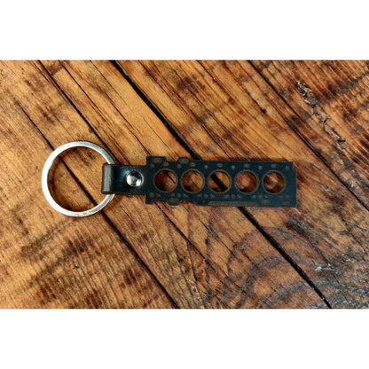 5 Cylinder Gasket Leather Key Ring – Hand-Finished Dark Brown