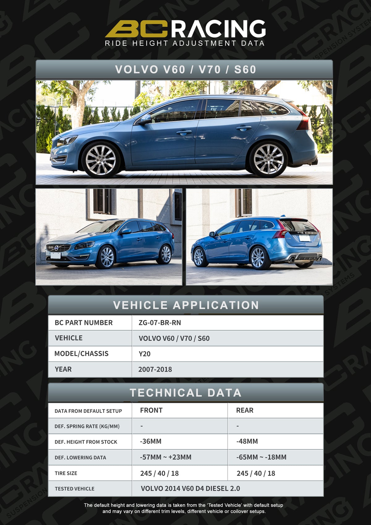 Volvo V70 Mk3 (2007–2018) BC Racing BR Series Coilovers – Height & Damping Adjustable