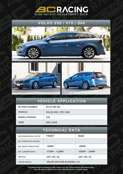 Volvo V70 Mk3 (2007–2018) BC Racing BR Series Coilovers – Height & Damping Adjustable