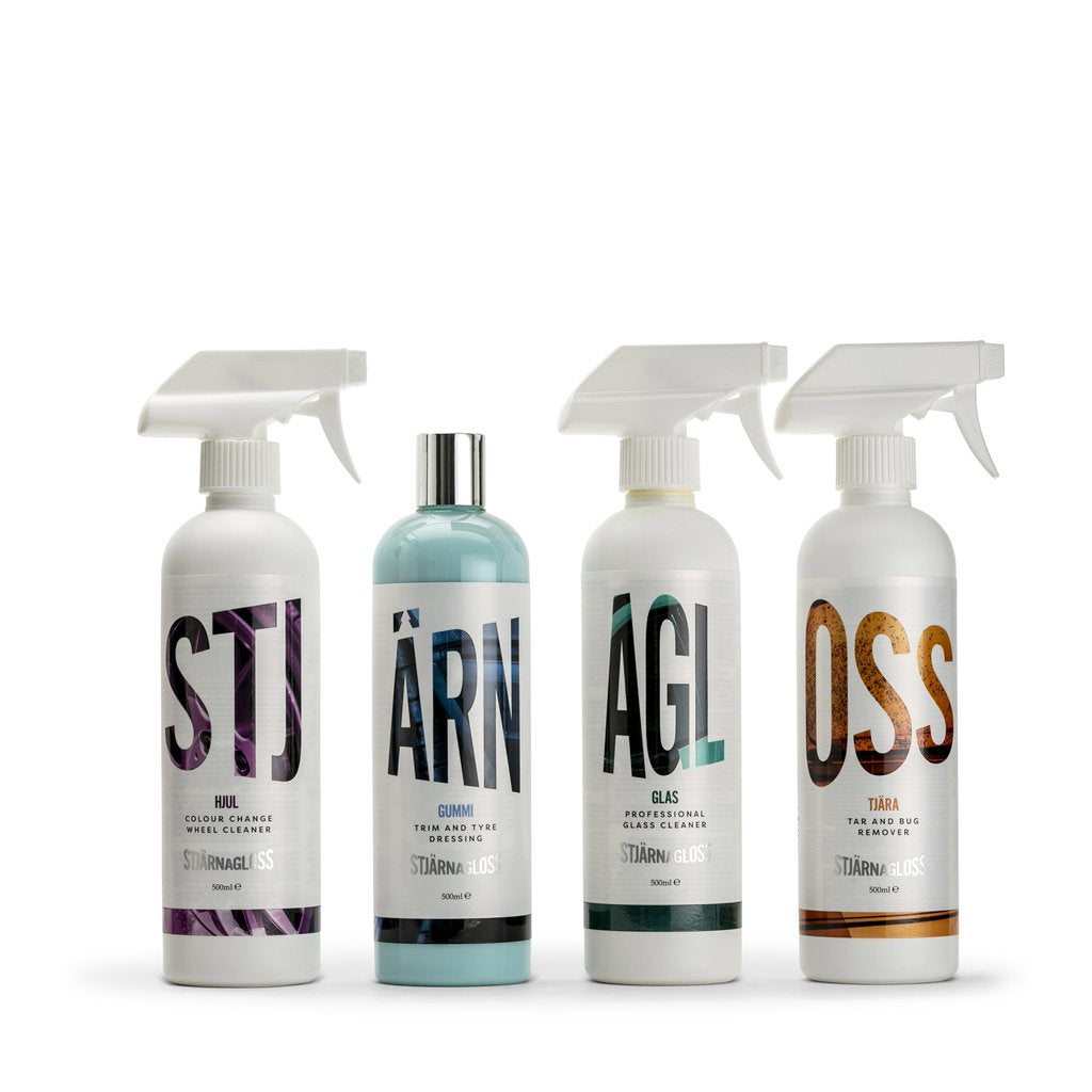 Stjärnagloss More Four Kit - Wheel Cleaner, Tyre/Trim Dressing, Glass Cleaner, Tar/Bug Remover